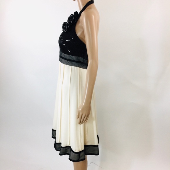 Carmen Marc Volvo Collection Silk Sequined Halter Neck Cocktail Dress - Picture 2 of 7